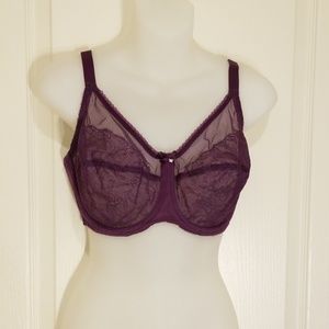 34DDD Wacoal purple sheer/lace bra